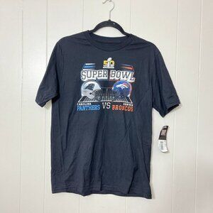 Denver Broncos Carolina Panthers T-Shirt NFL Super Bowl 50 Face-off Boys XL NWT